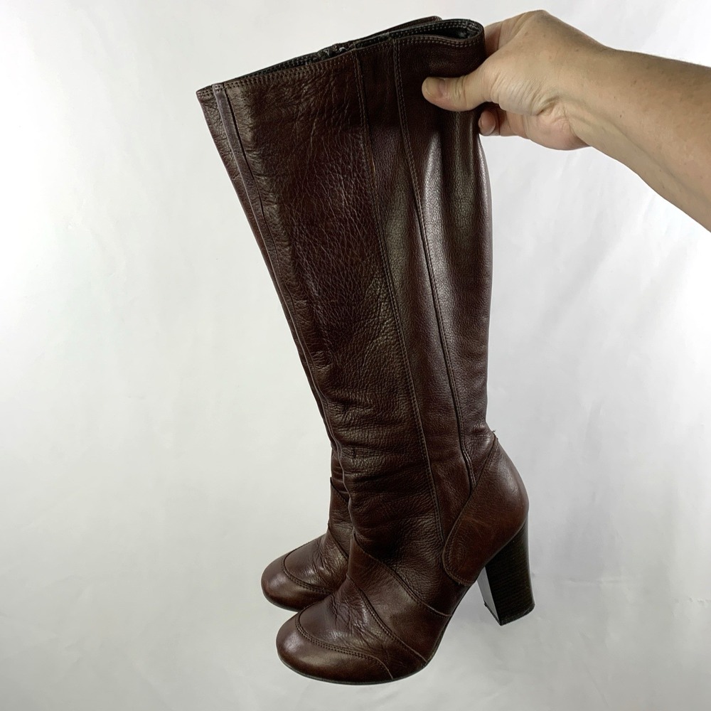 Aldo Womens Y2K Brown Leather Knee High Boots EU 40 US 9-9.5 Made Tunisia 00s